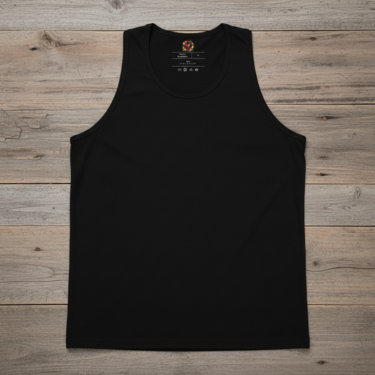 Black tank top on wooden background