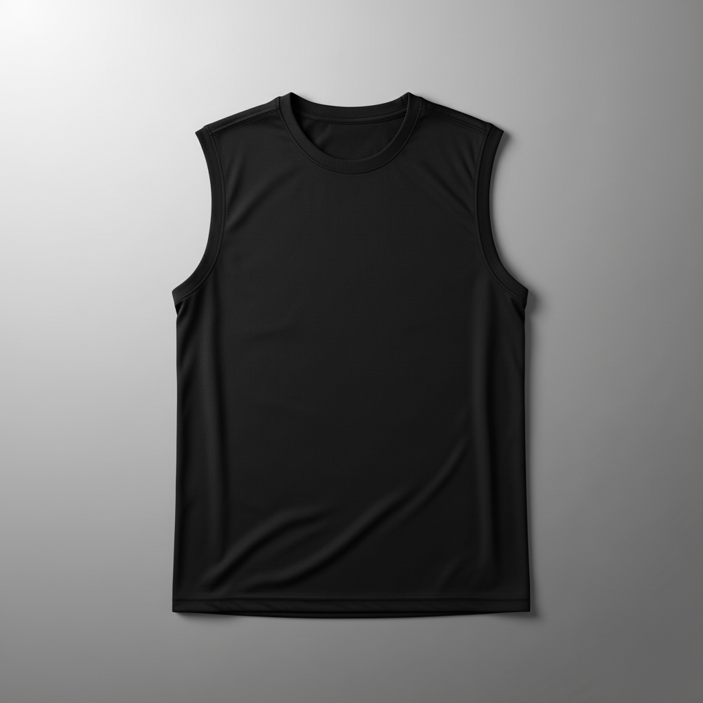 Black Sleeveless Tee - Grey Gradient