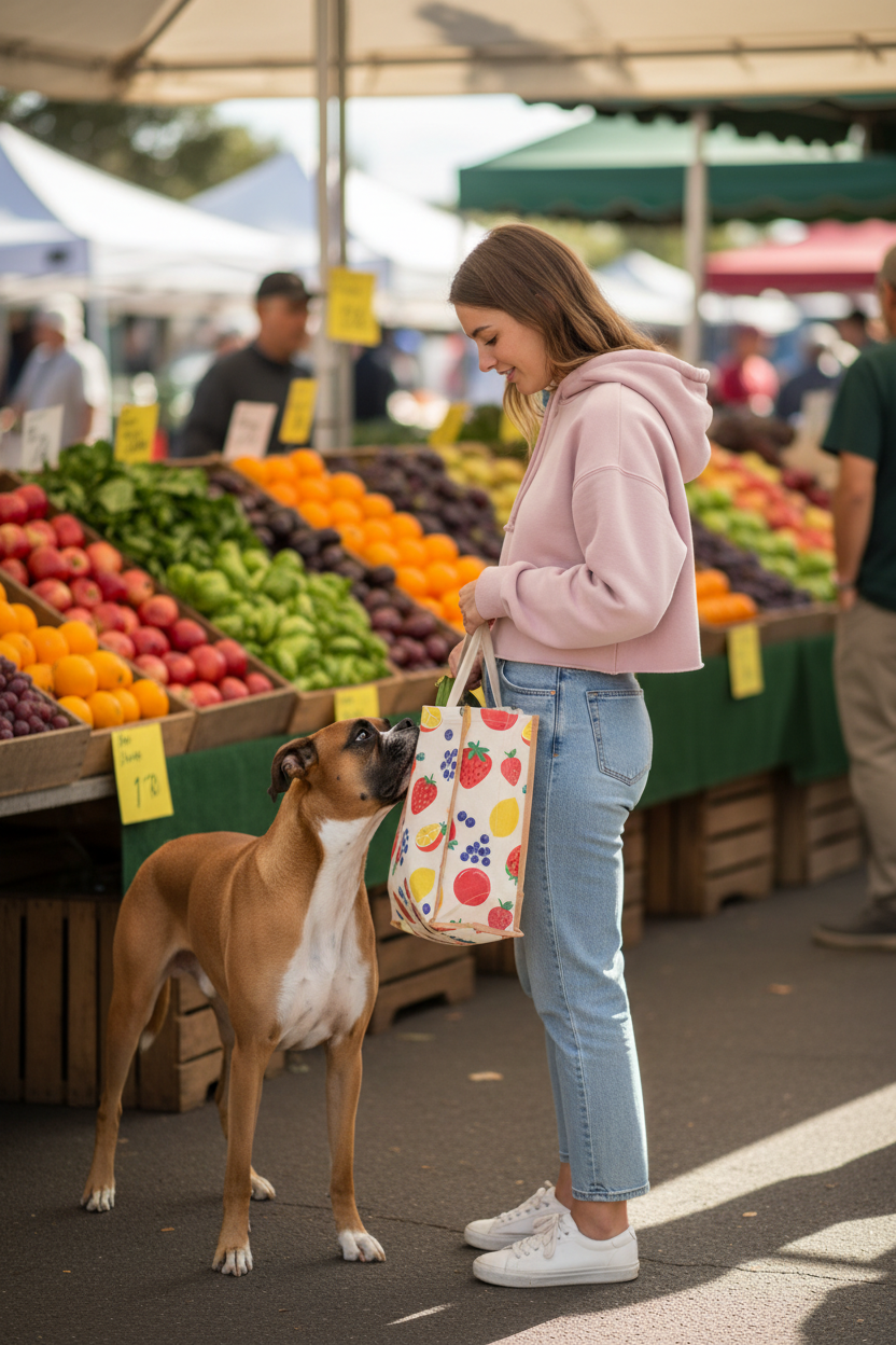 Blush crop hoodie farmers market with boxer - new attempt