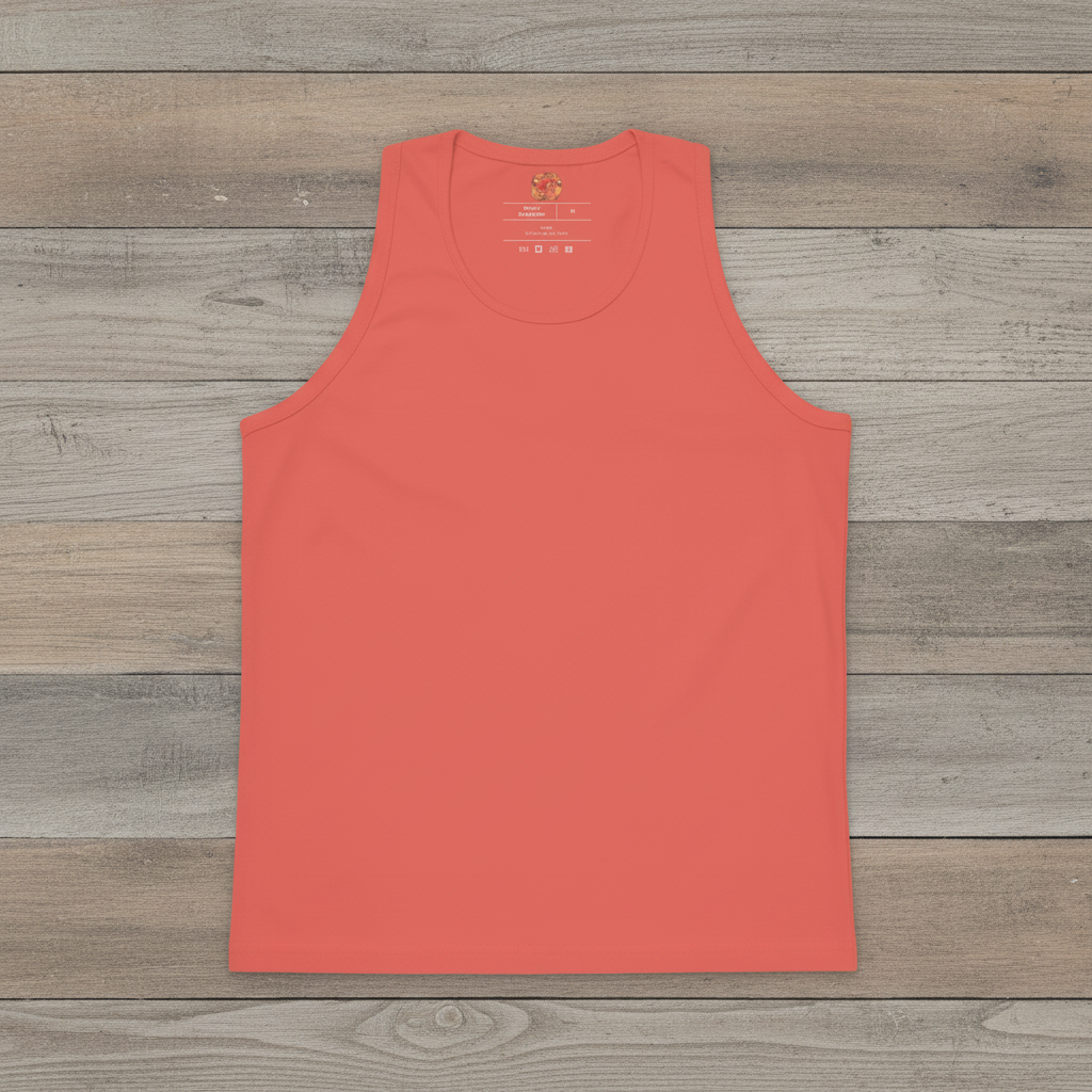 Coral tank top on wooden background