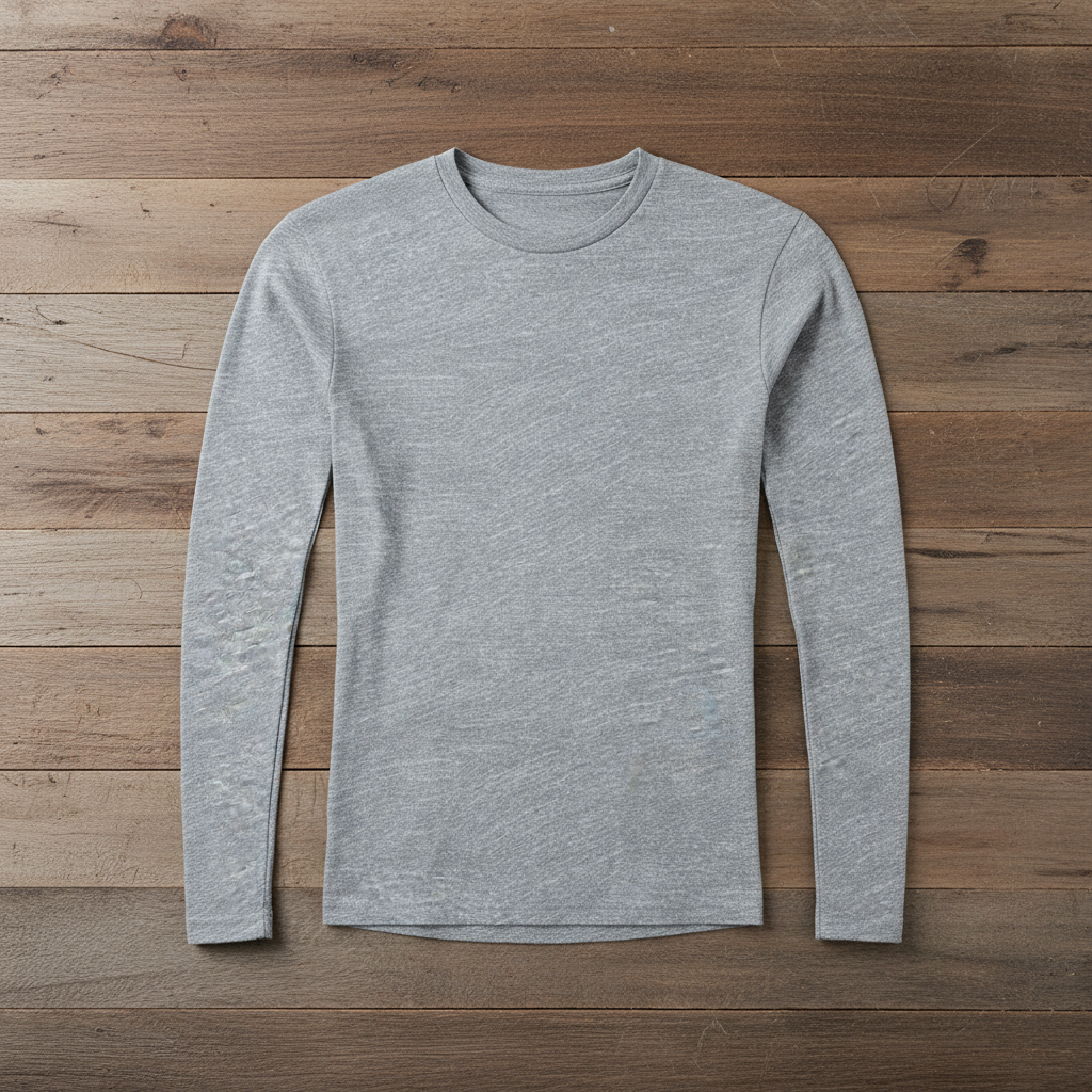 Heather grey long sleeve tee - completely flat
