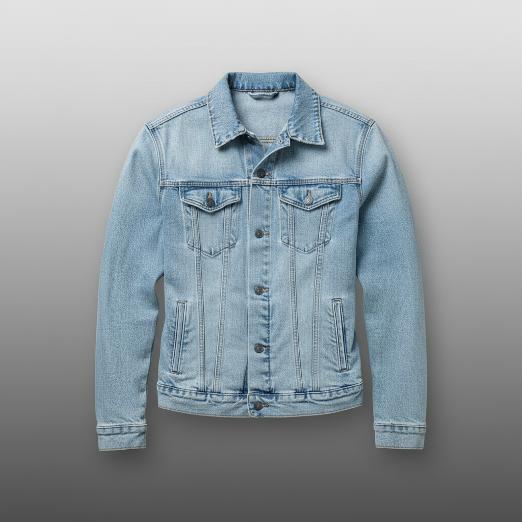 Light Wash Denim Jacket - Grey Gradient
