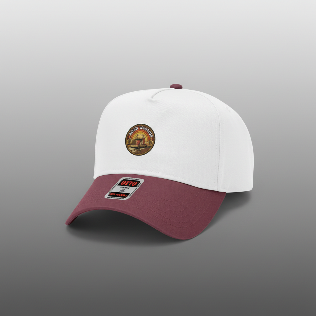 Maroon and white cap on grey gradient