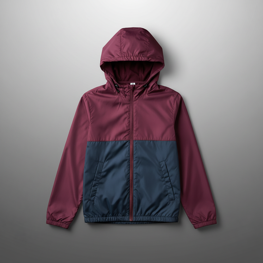Maroon Navy Windbreaker - Grey Gradient