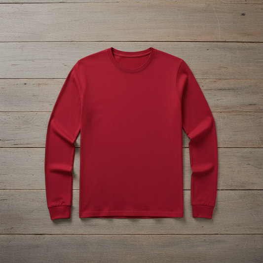 Red long sleeve tee - completely flat