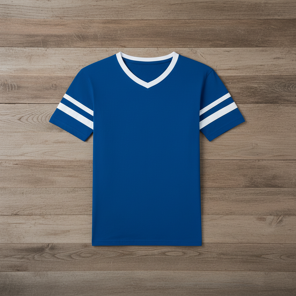 Red/white varsity v-neck - square format