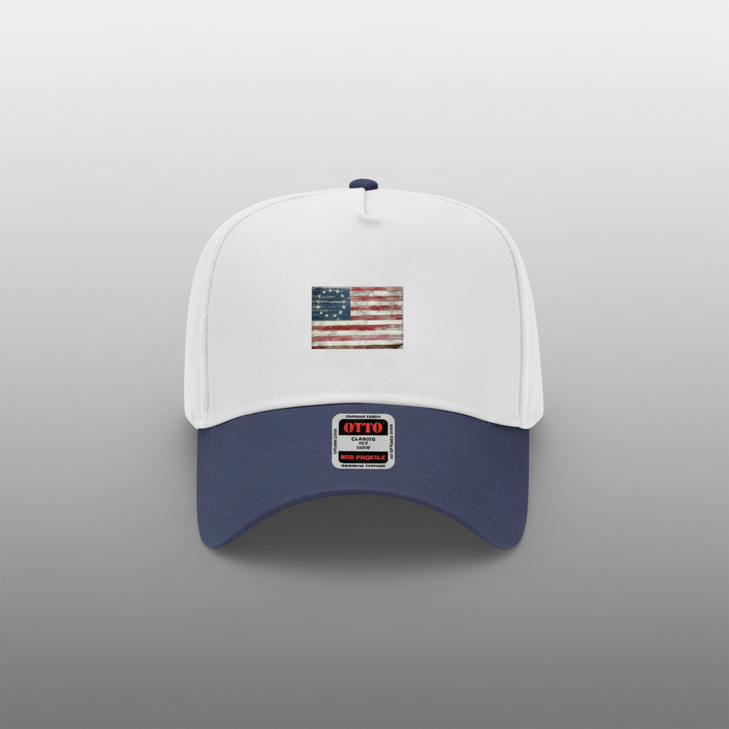 Royal blue and white flag cap on grey gradient