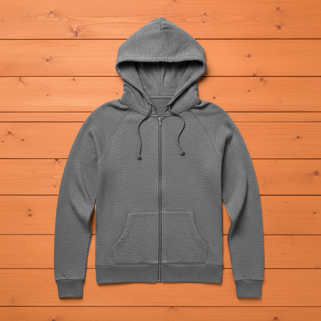 Shadow grey zip-up hoodie flat lay
