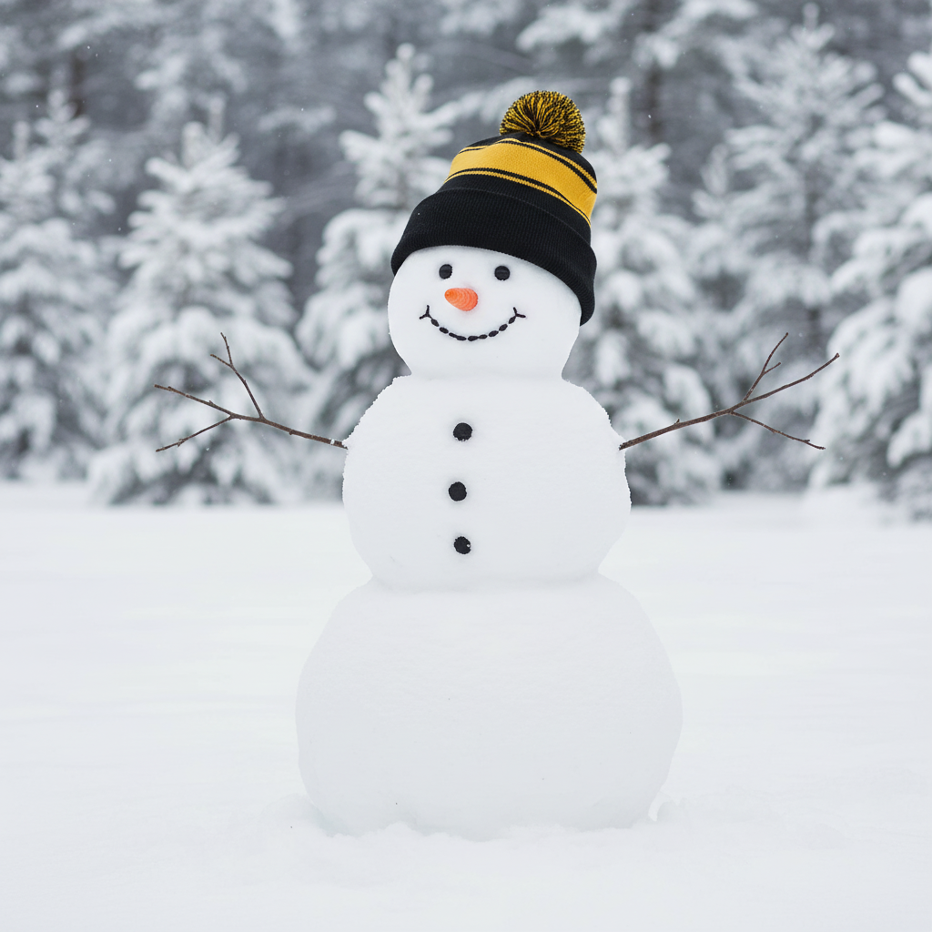 Striped Pom Beanie on Snowman 1