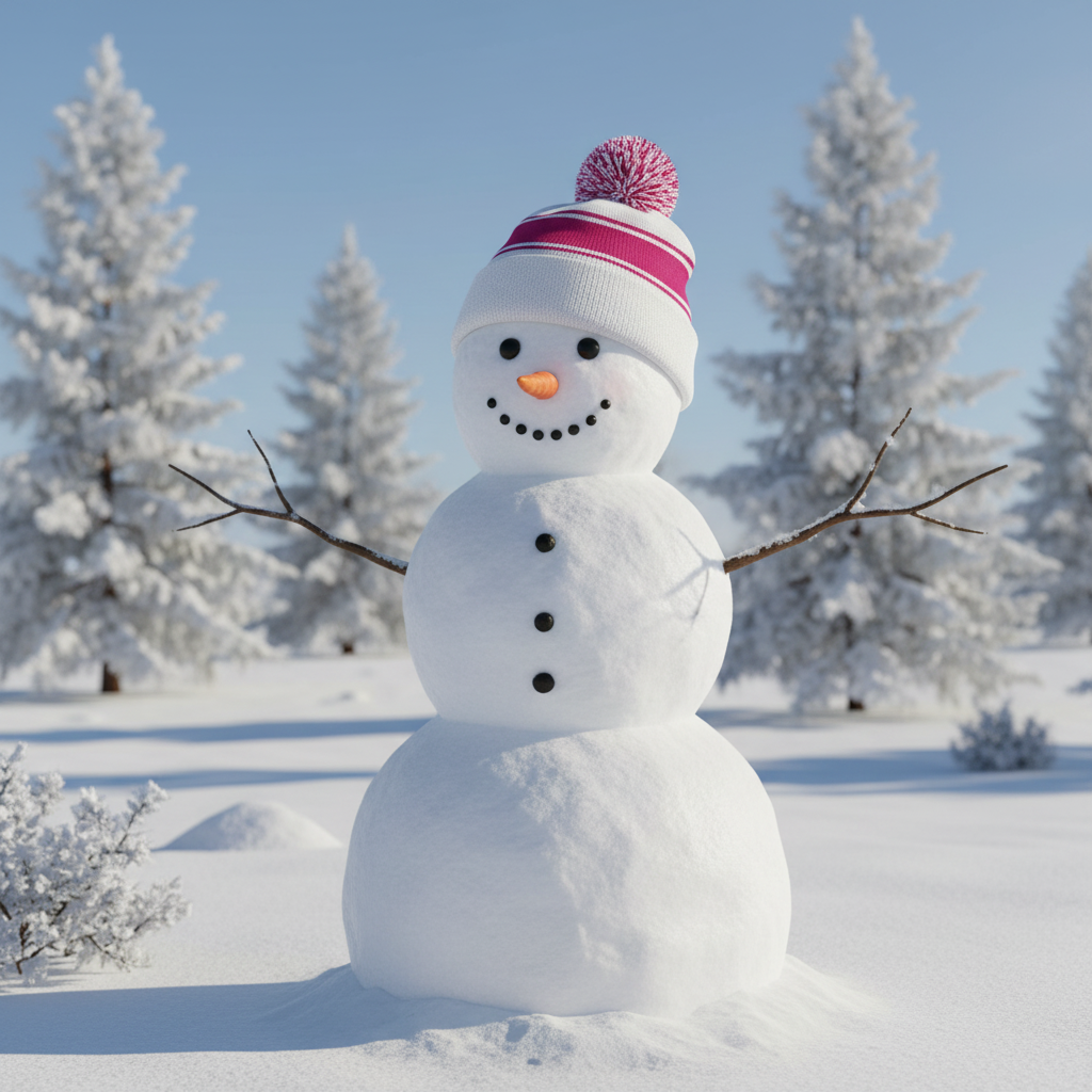 Striped Pom Beanie on Snowman 2