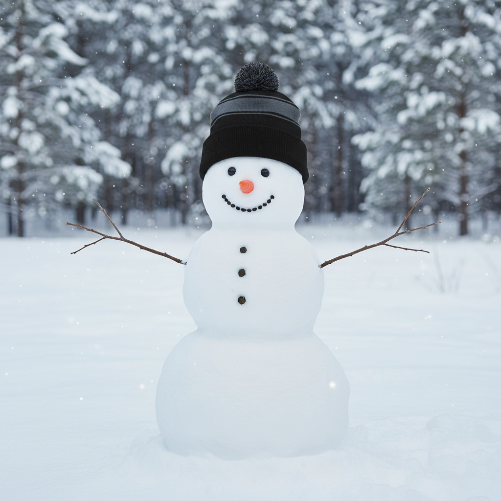 Striped Pom Beanie on Snowman 3