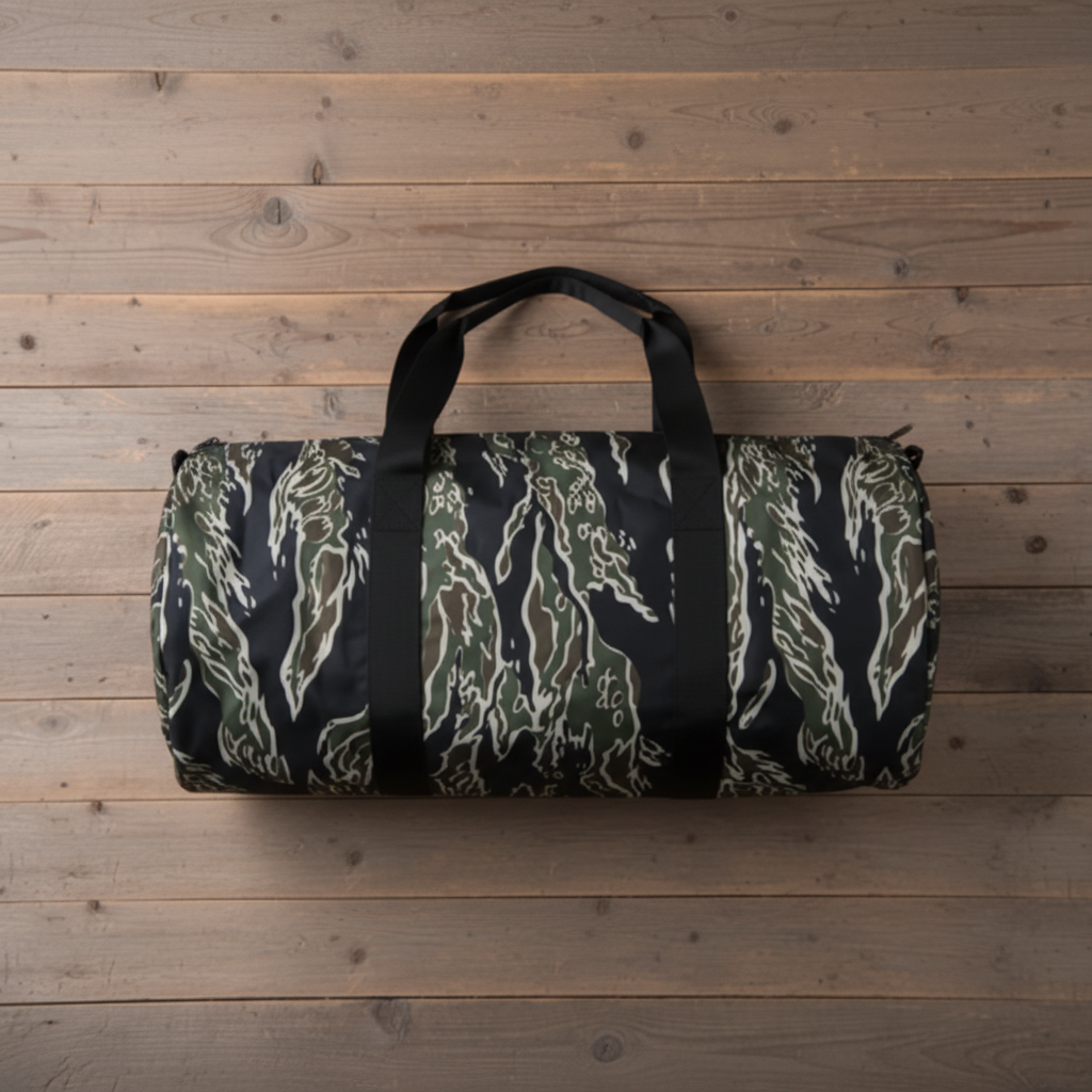 Tiger camo duffel - square format