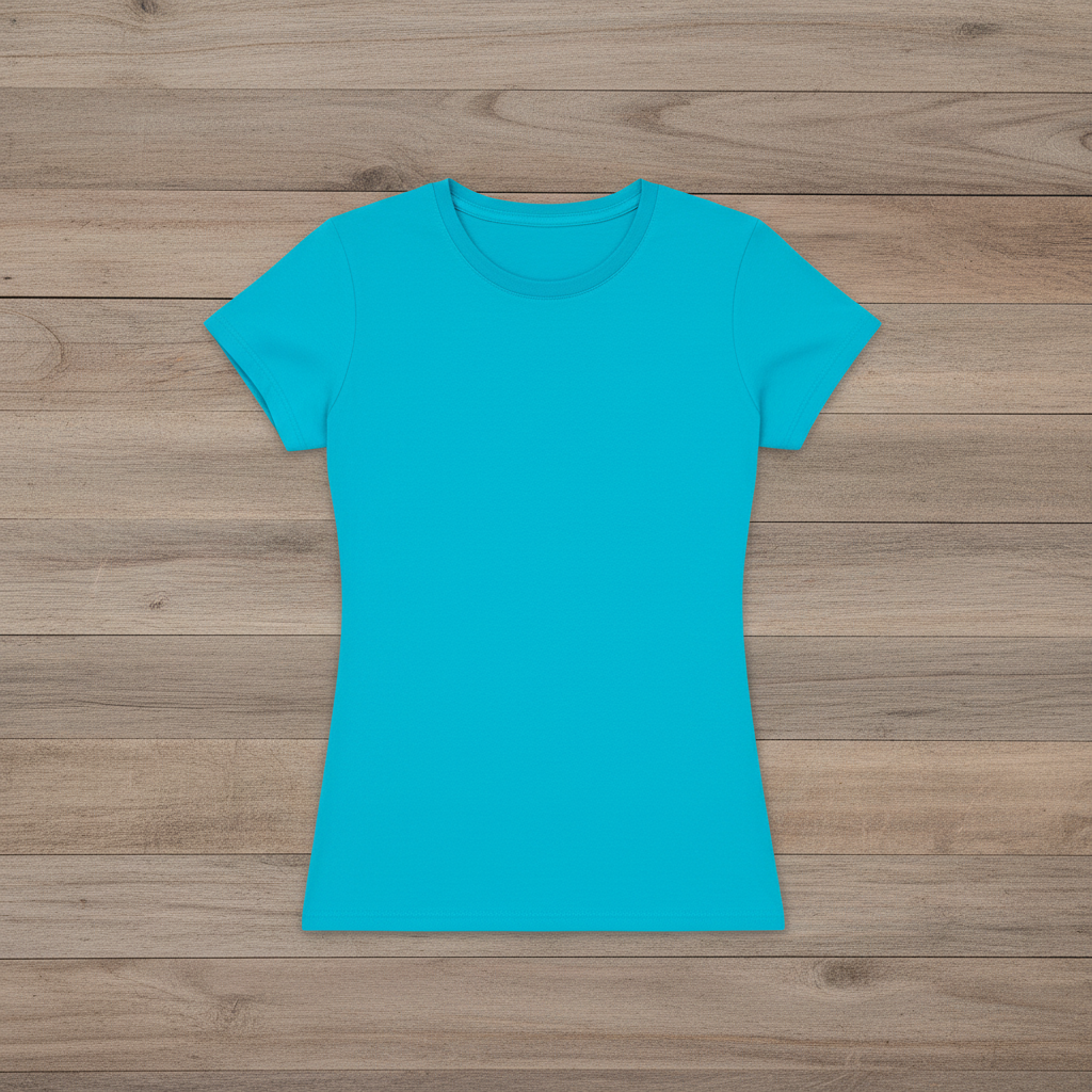 Turquoise women's tee - completely flat