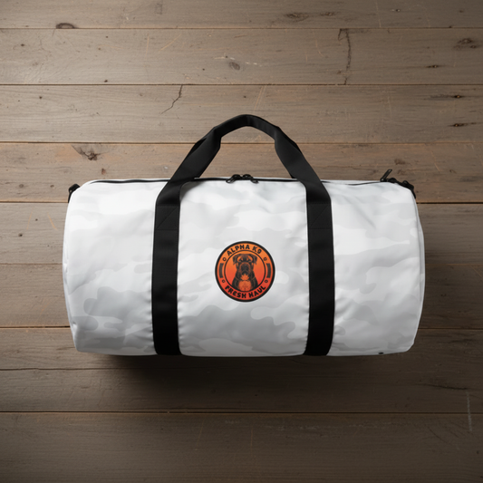White K9 duffel bag - tighter square format