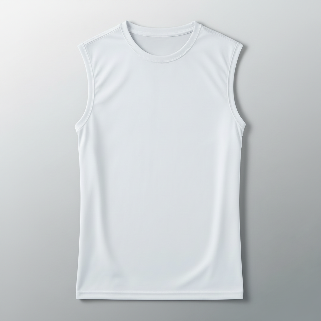 White Sleeveless Tee - Grey Gradient