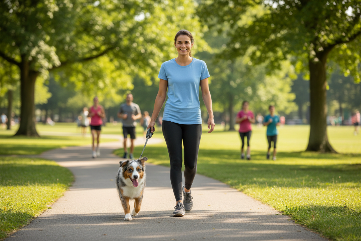 Women's Fine Jersey T-Shirt - Park Dog Walk 1