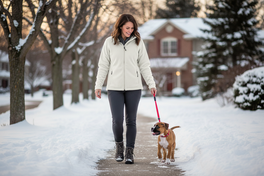Women's Fleece Jacket - Snowy Puppy Walk 2